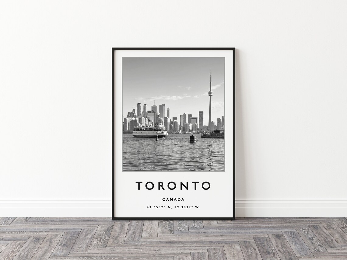 Toronto Travel Poster, Black And White Coordinates - Image 3