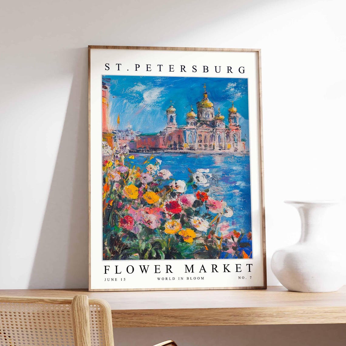 St. Petersburg Golden Dome Church River Wildflowers Art Poster