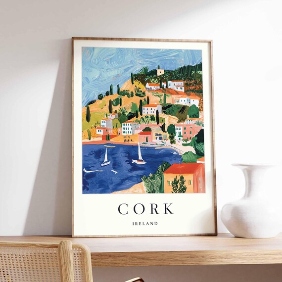 Cork Ireland Painterly Harbor Sailboat Coastal Landscape Poster