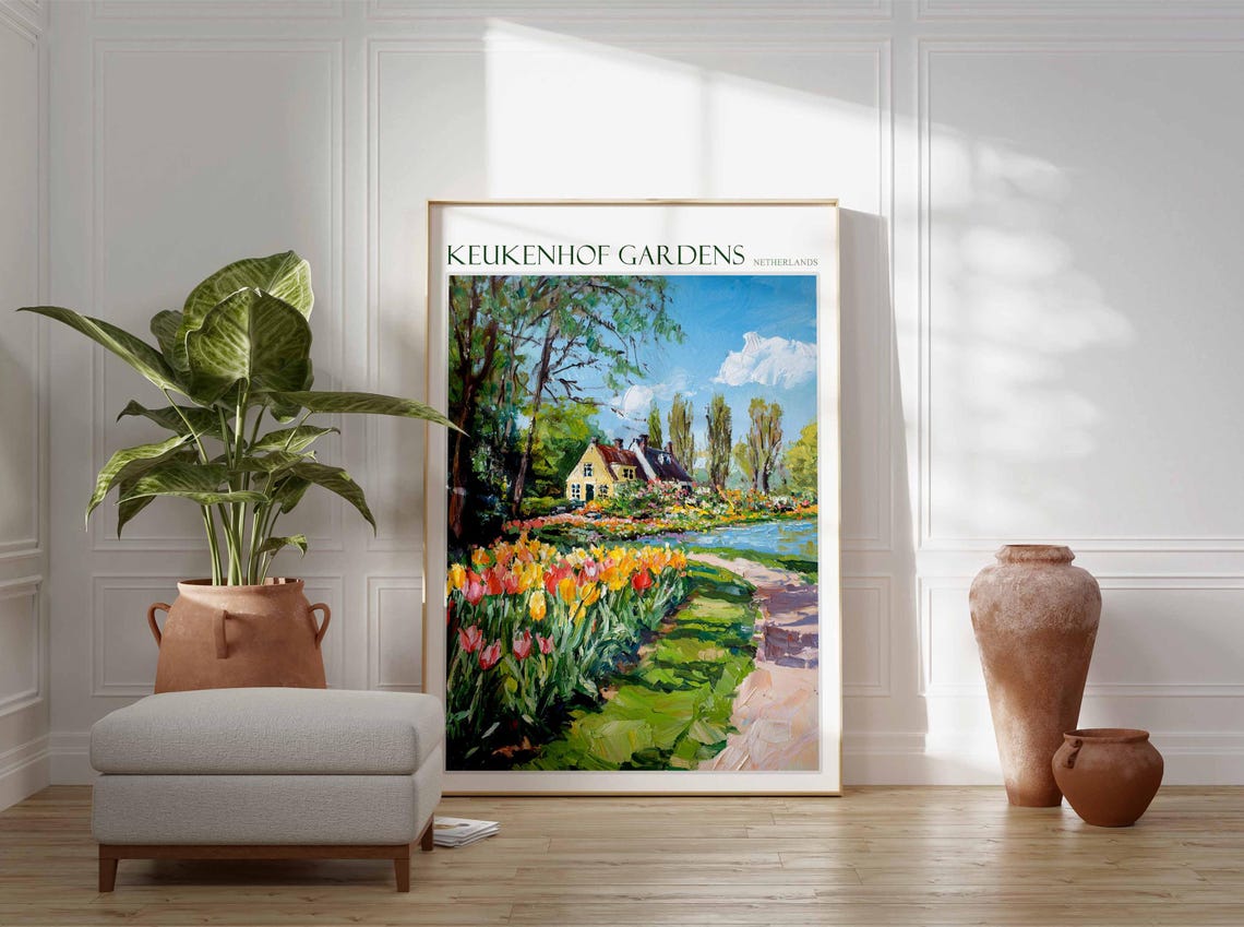 Keukenhof Gardens Poster Keukenhof Gardens Travel Print Netherlands Travel Poster Botanical Decor European Travel Print - Image 2