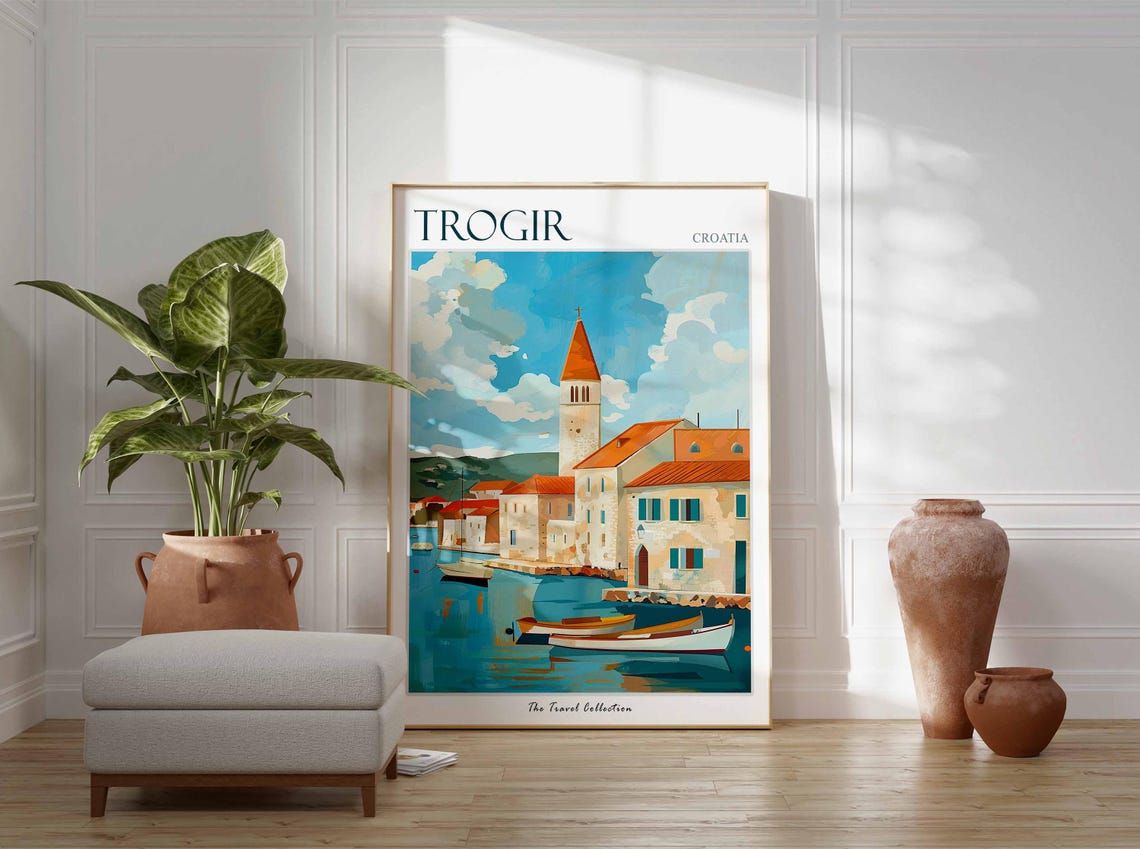 Trogir Poster Croatia Travel Print Croatian Decor Europe Travel Poster European Wall Art Sea Print Trogir Gift Trogir Travel Poster - Image 2