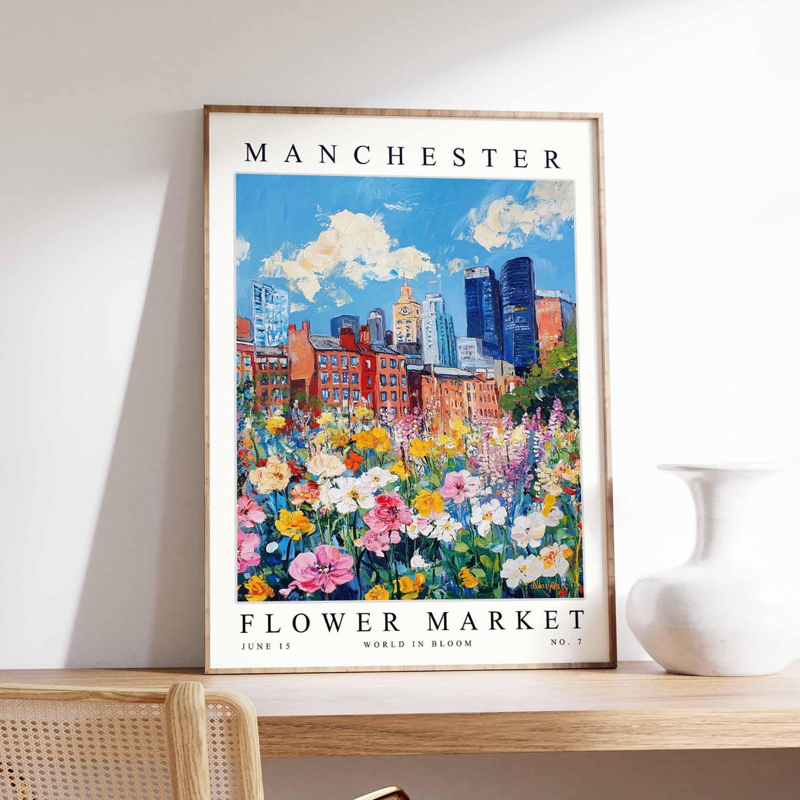 Manchester Flower Market World In Bloom No 7 Skyscraper Field Poster