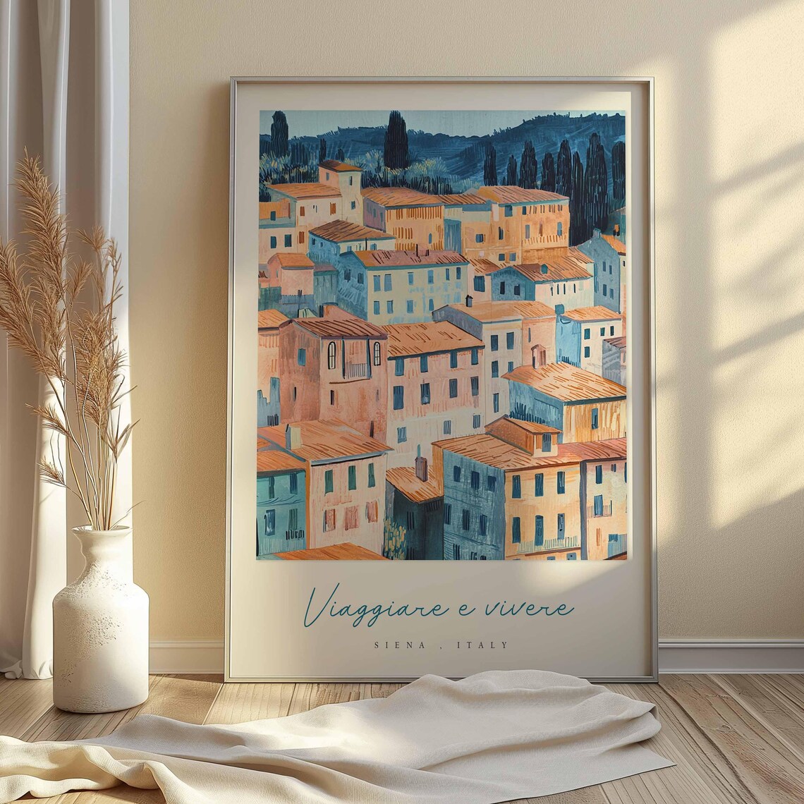 Siena Italy Tuscan Town At Dusk Dark Cypress Ridge Travel Poster - Image 2