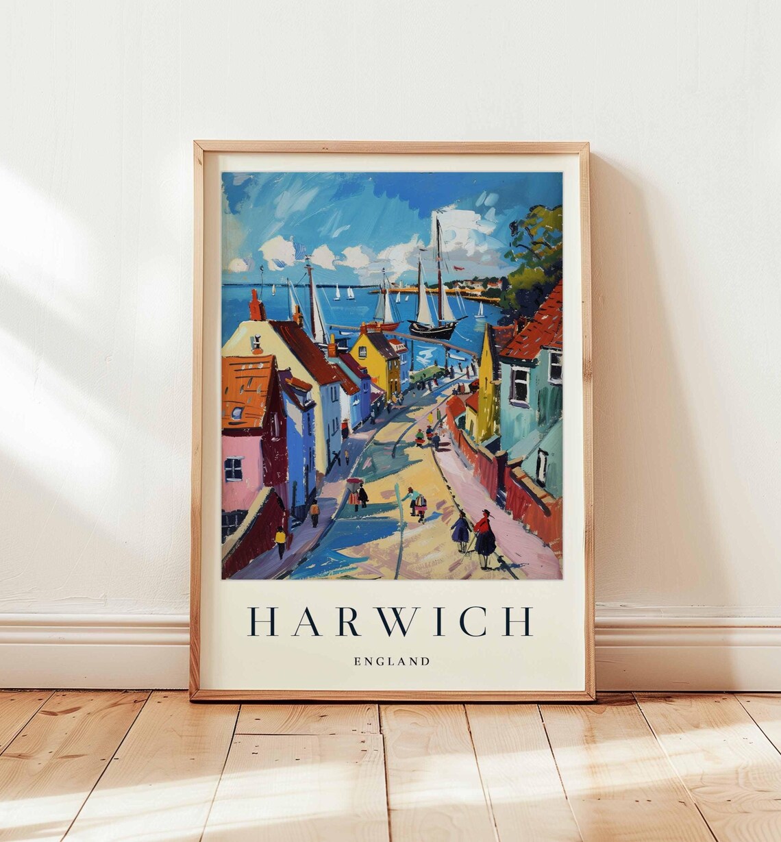 Harwich England Vintage Coastal Town Travel Poster
