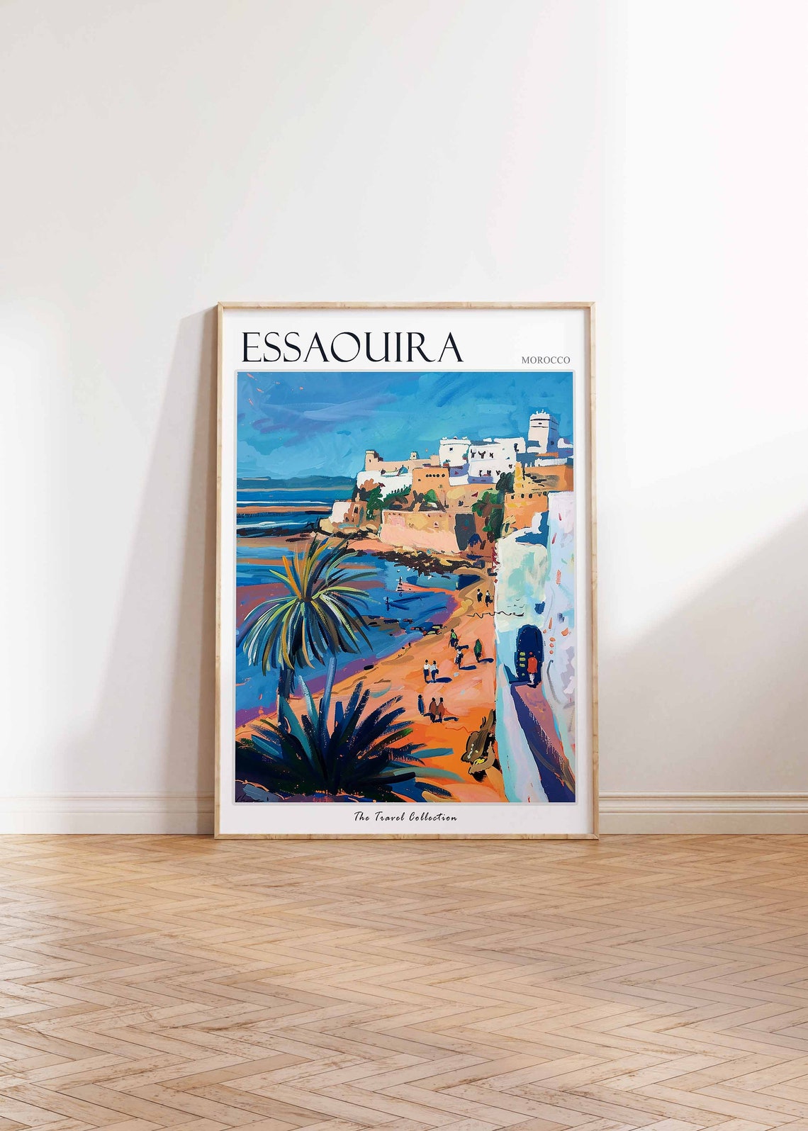 Essaouira Morocco Palm Beach Ramparts Colorful Flat Art Travel Poster - Image 2