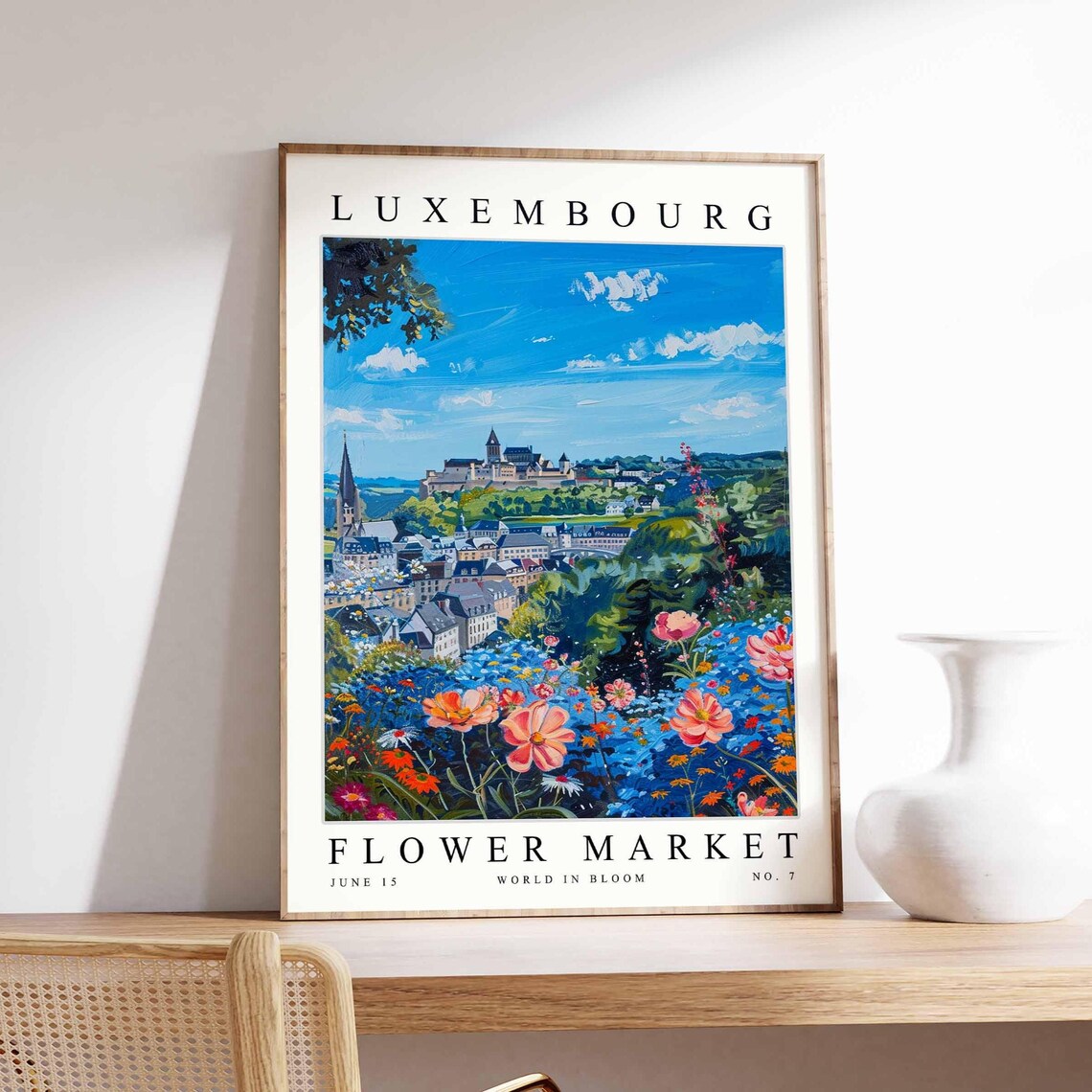 Luxembourg Flower Market Castle Hill Blue Wildflower Bloom Poster