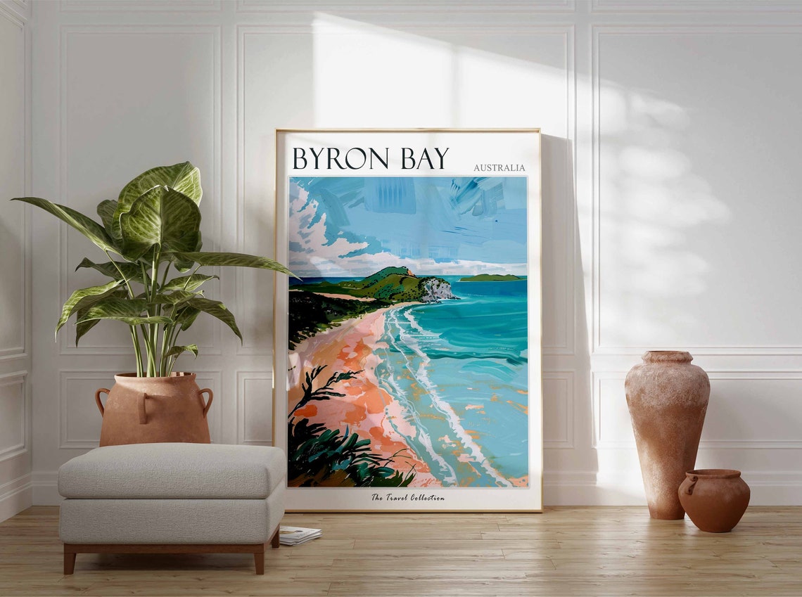 Byron Bay Poster Australia Travel Print Australian Decor Oceania Travel Poster Byron Bay Wall Art Sea Print Byron Bay Travel Poster - Image 3