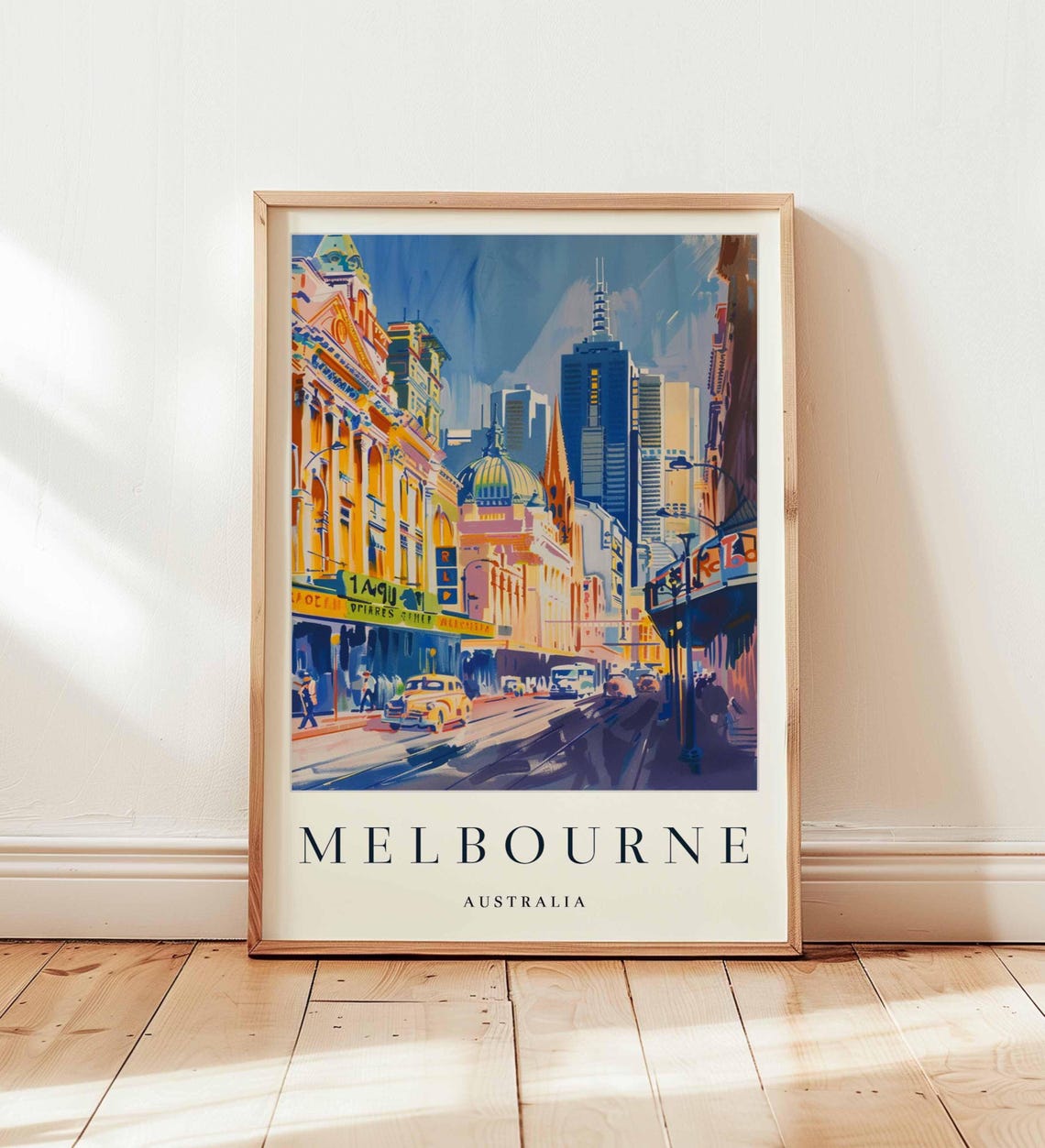 Melbourne Vintage City Street Historic Buildings Australia Poster