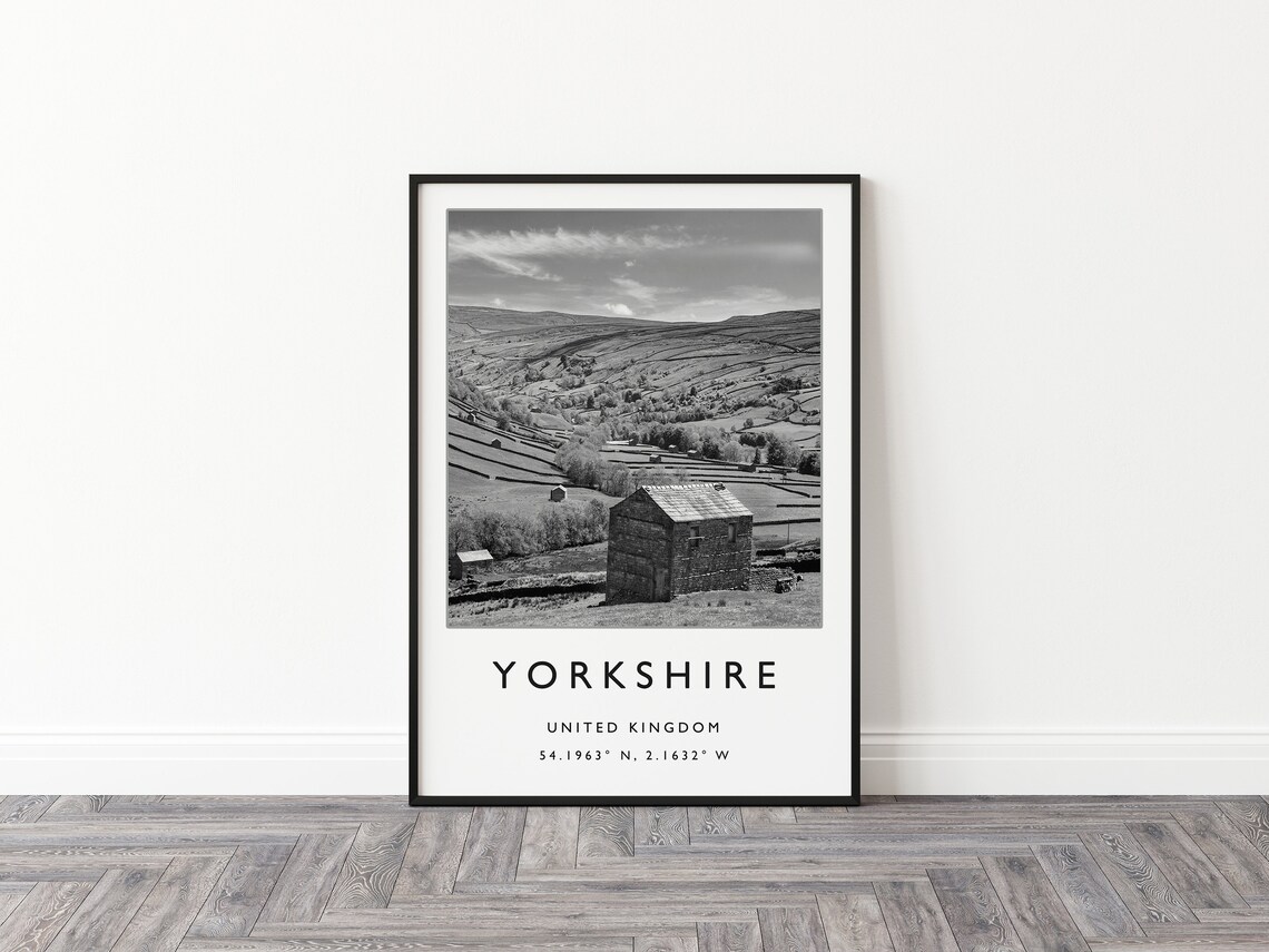 Yorkshire Travel Poster, Black and White UK Art - Image 2