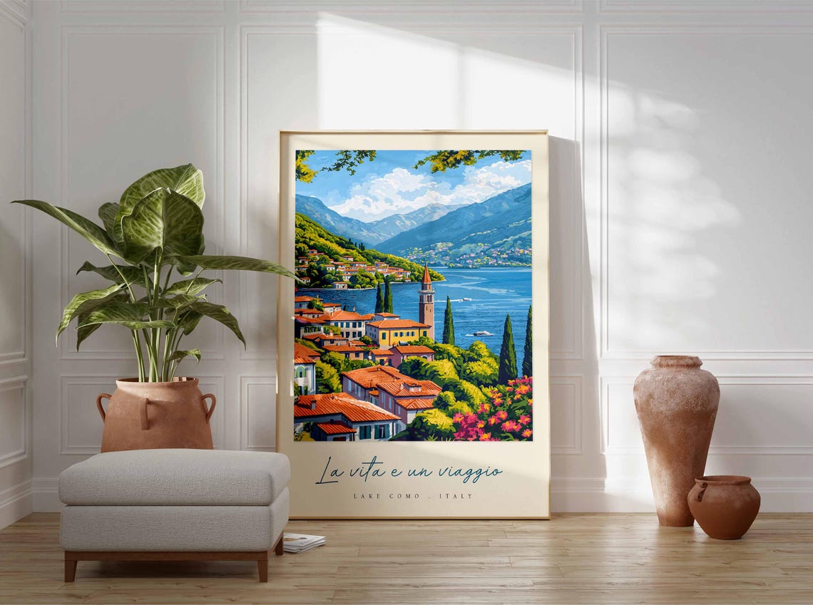 Lake Como Poster Italian Travel Print Lake Como Travel Art Lake Como Wall Art Italy Art Italy Travel Decor Italian Travel Gift - Image 3