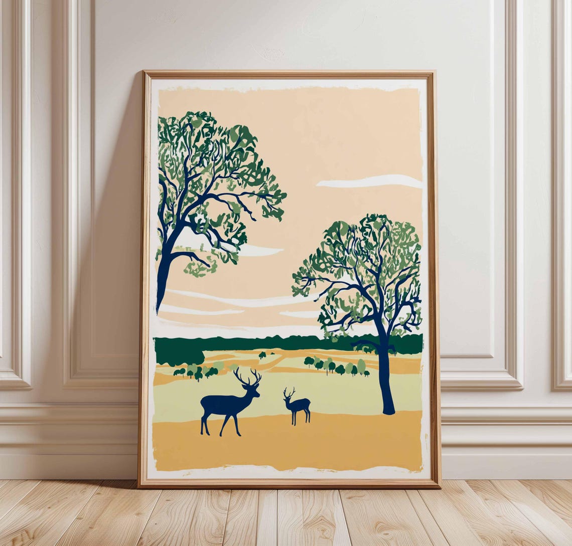 Richmond Park Travel Poster London Deer Print
