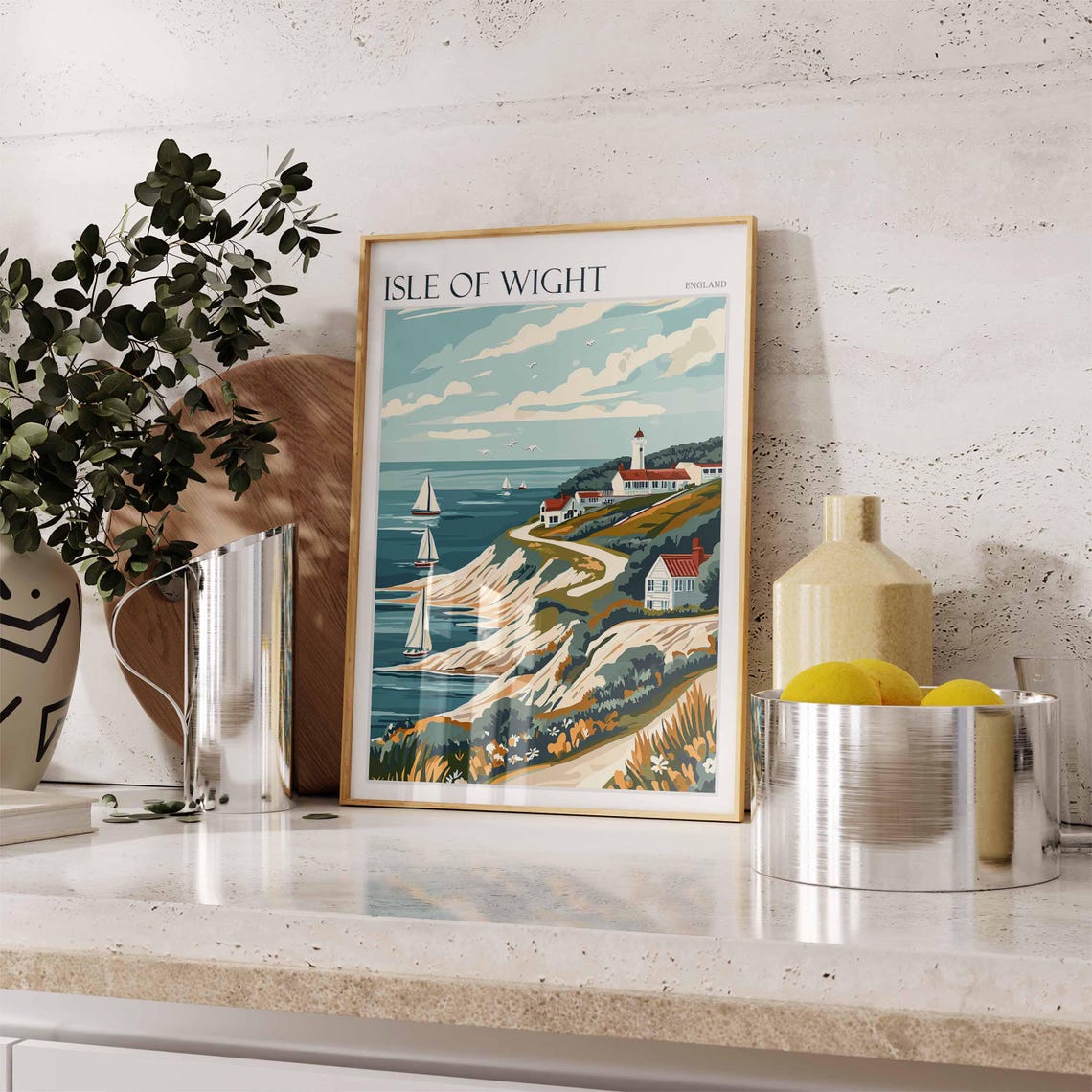 Isle Of Wight Poster Uk Travel Poster Coastal Wall Art British Decor Uk Home Decor Isle Of Wight Travel Print Island Poster Uk Decor - Image 2