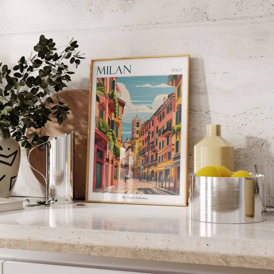 Milan Poster Milan Travel Print Italian Travel Poster Tropical Decor Botanical Print Milan Gift Italy Travelk Poster Italy Travel Art - Image 2