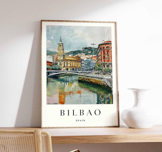Bilbao Poster Spain Print Wall Art Guggenheim Museum Basque Country Skyline Travel