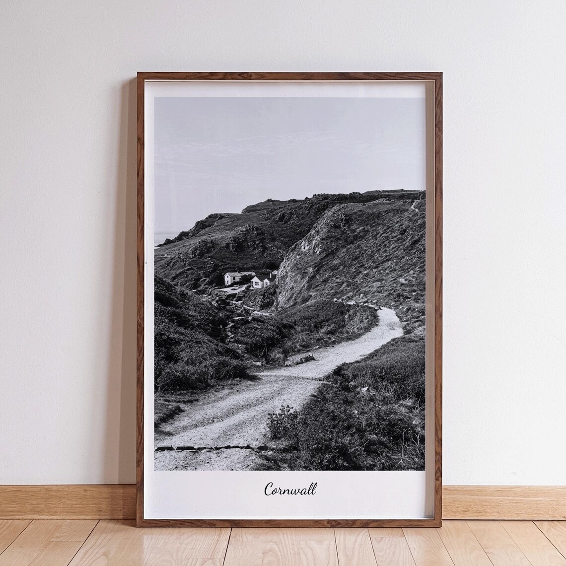 Cornwall Coastal Path, Black And White Poster