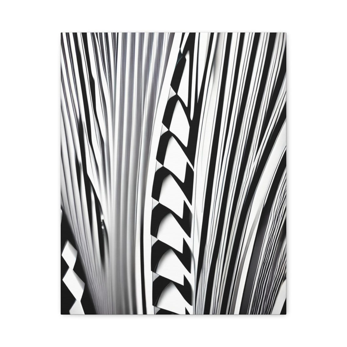 Black And White Abstract Lines Monochrome Palm Pattern Wall Art