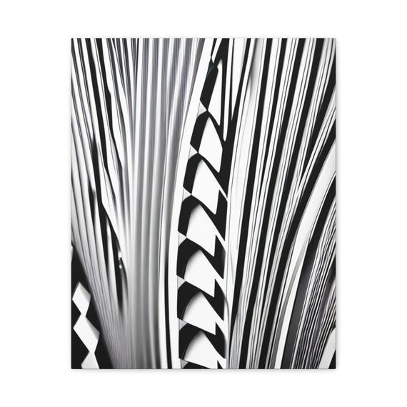 Abstract Black And White Lines Matte Canvas Wall Art