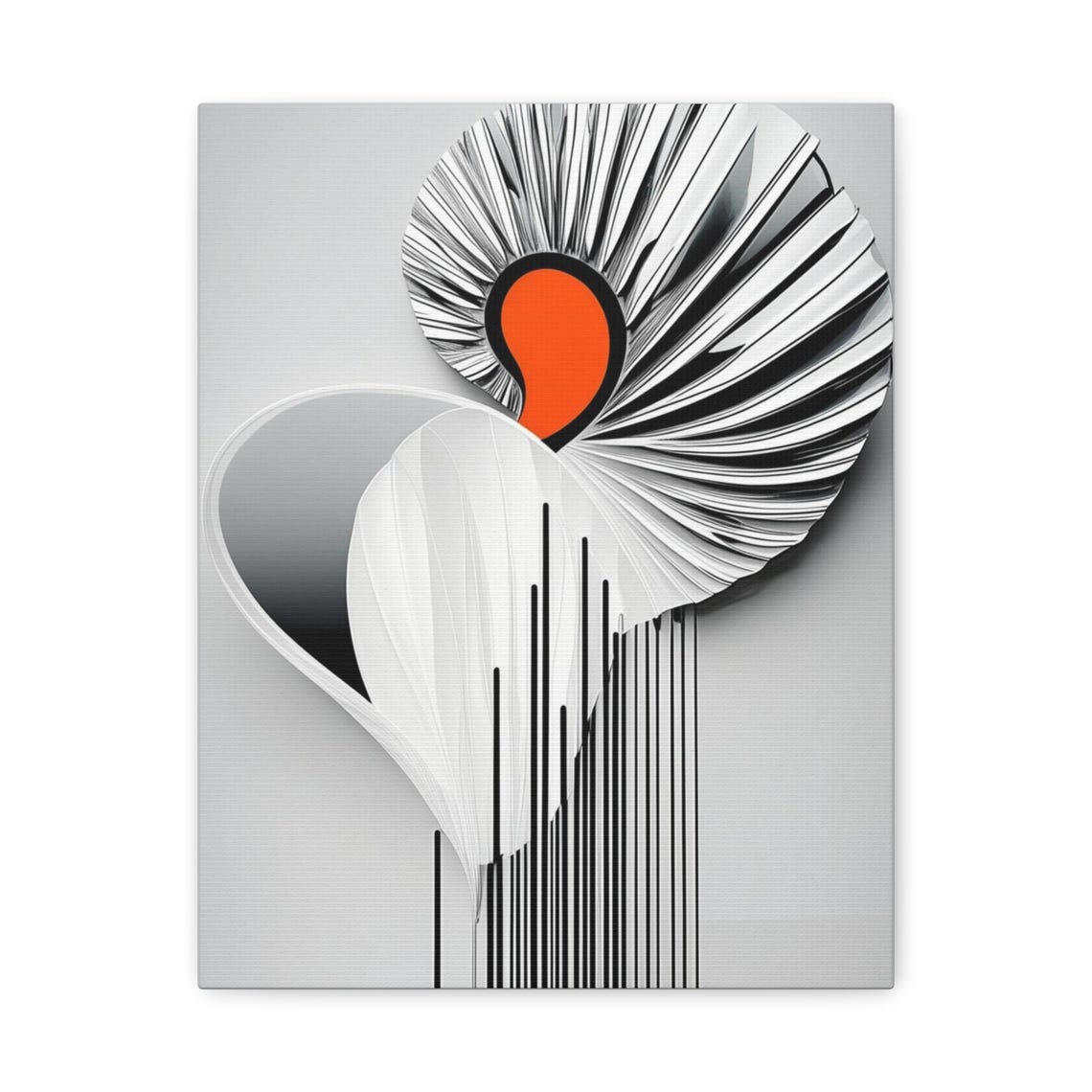 Black White Abstract Heart Orange Accent Minimal Modern Poster