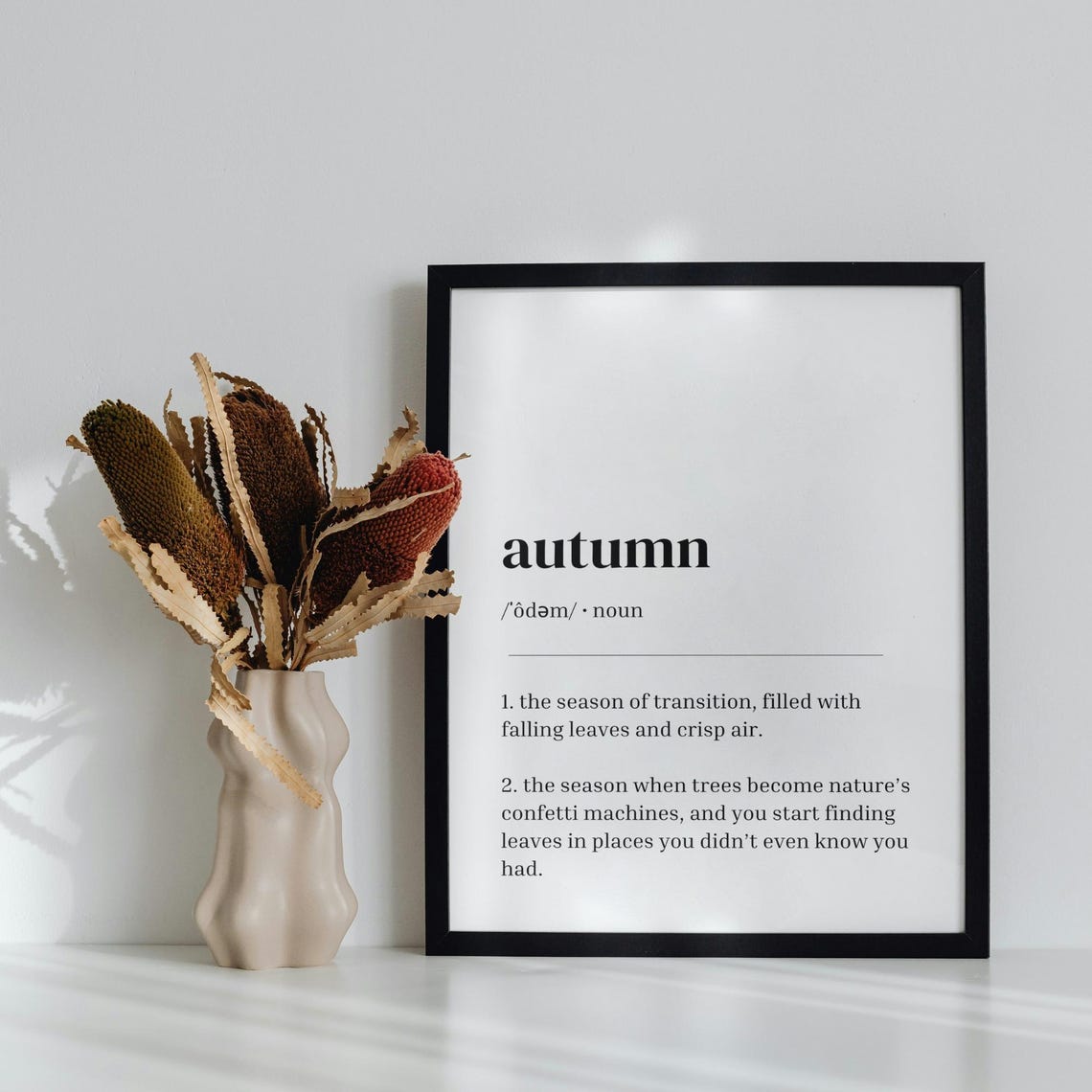 Autumn Definition Minimalist Black White Fall Quote Dictionary Poster - Image 3