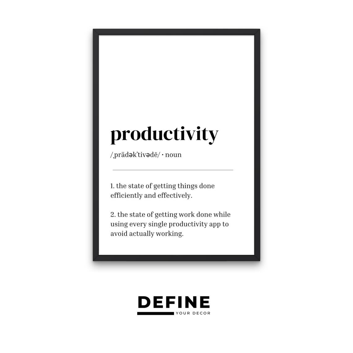 Efficiency Productivity Funny Definition Print Set of Two Office Decor - Image 2