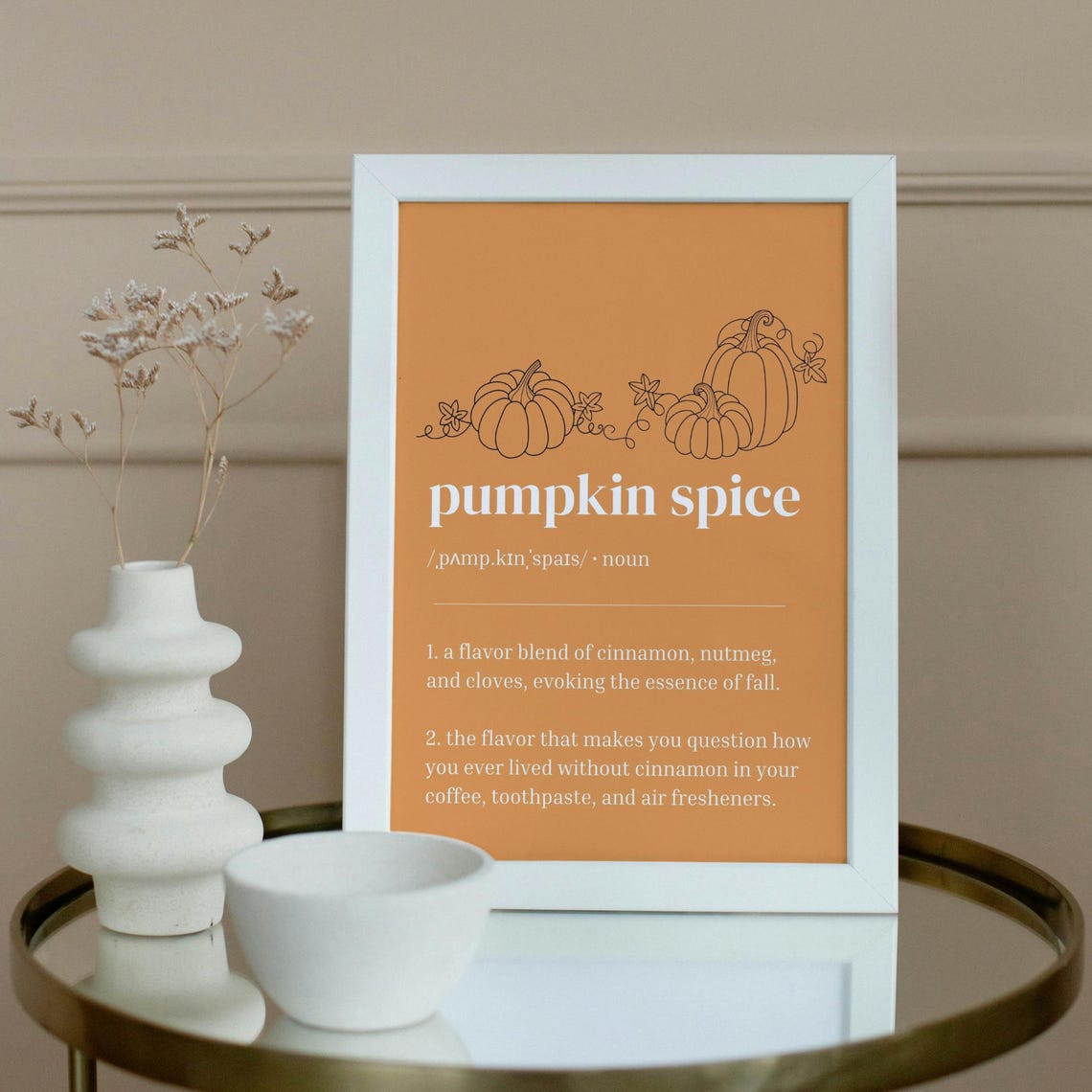 Pumpkin Spice Definition Orange Fall Flavor Dictionary Quote Poster - Image 2