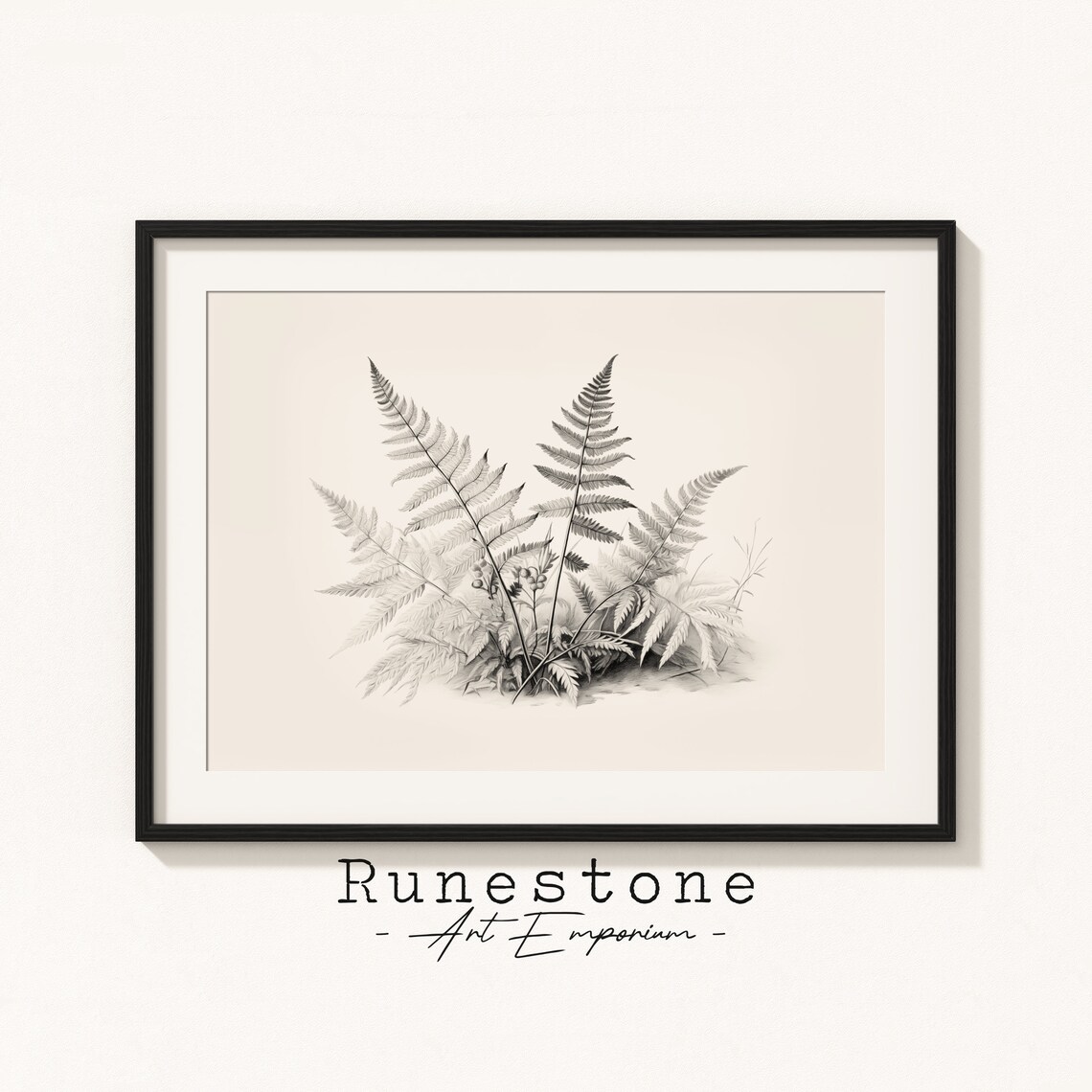 Fern Plant Botanical Sketch Art Print, Neutral Decor