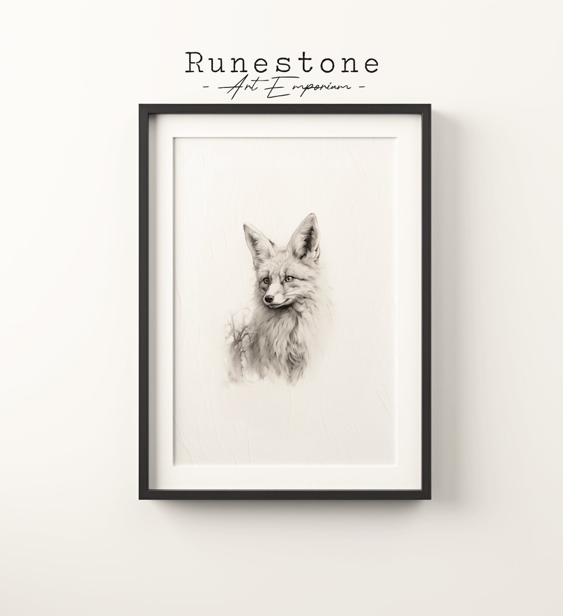 Minimalist Fox Head Pencil Sketch Delicate Wildlife Drawing Wall Art