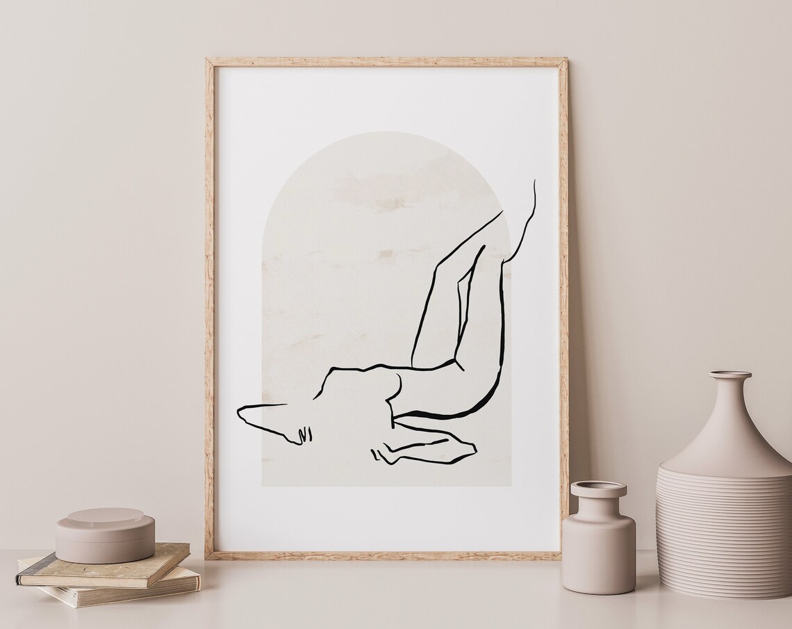 Minimalist Woman Body Line Art, Neutral Art Print - Image 2