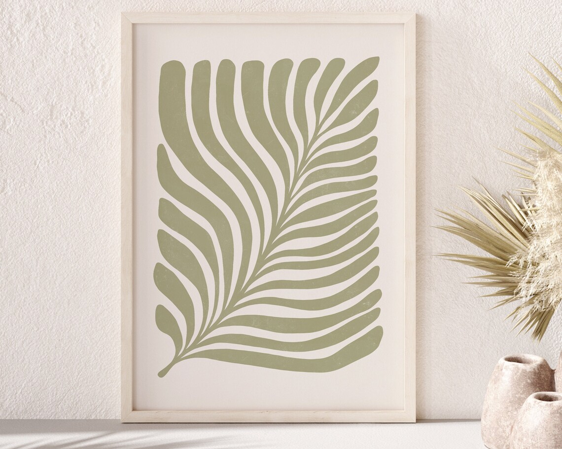 Sage Green Abstract Botanical, Minimalist Art Print