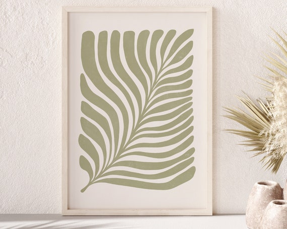 Sage Green Abstract Botanical, Minimalist Art Print
