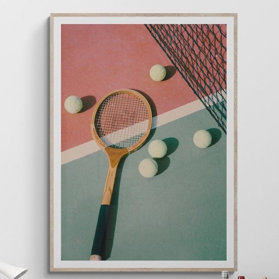 Fine Art Vintage Tennis Racket Print Framed Retro Photography Classic Court Wall Home Decor