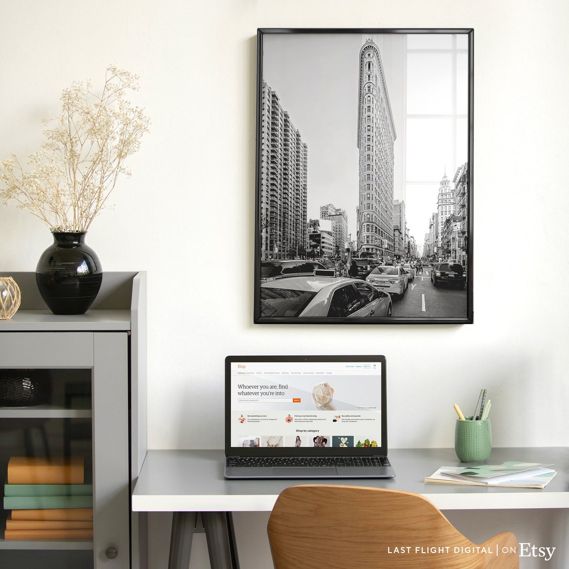New York Print Flatiron New York Wall Art New York Poster New York City Nyc Black And White Photo Cityscape Skyline City Streets - Image 3