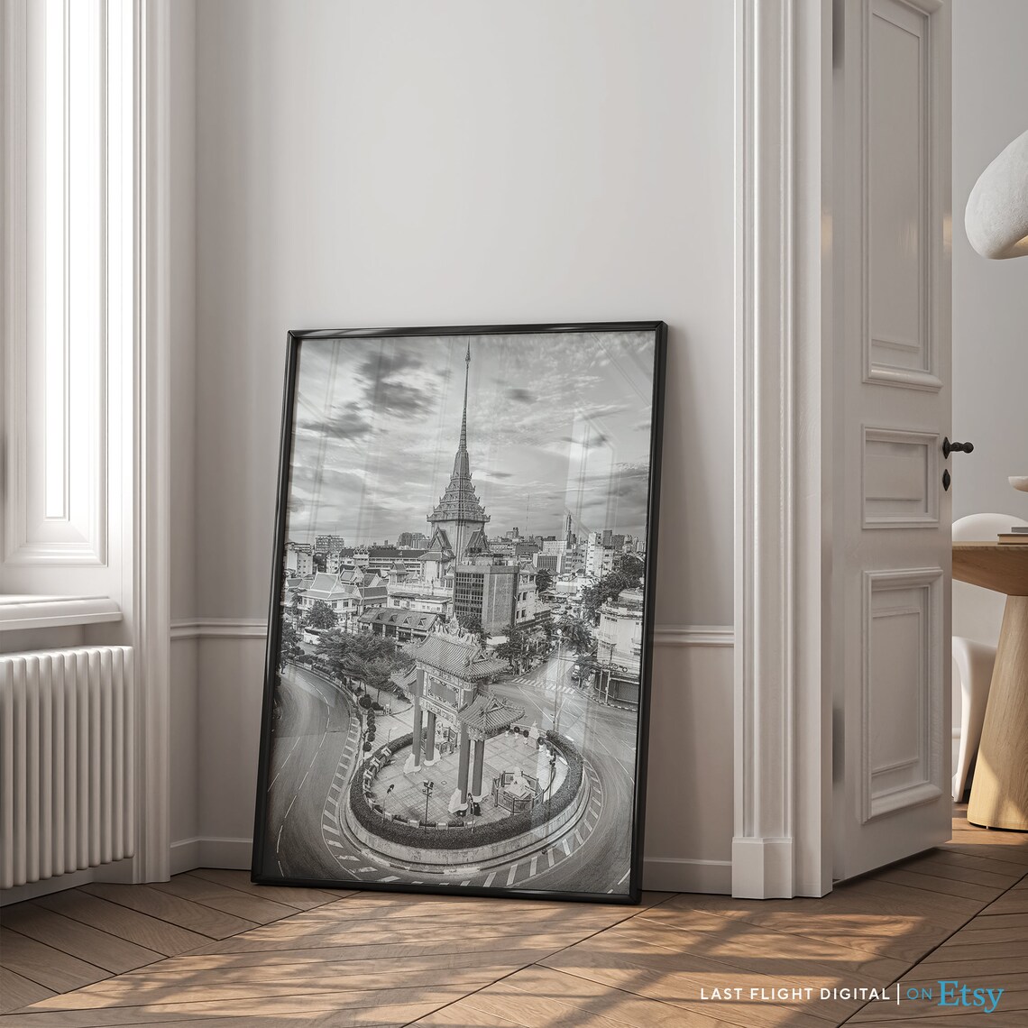Thailand Poster Bangkok Print Skyline Cityscape Bangkok Wall Art Bangkok Poster Black And White Photo Chinatown Southeast Asia - Image 4