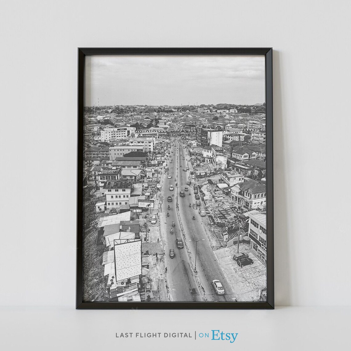 Ibadan Cityscape Black White Photo Travel Poster