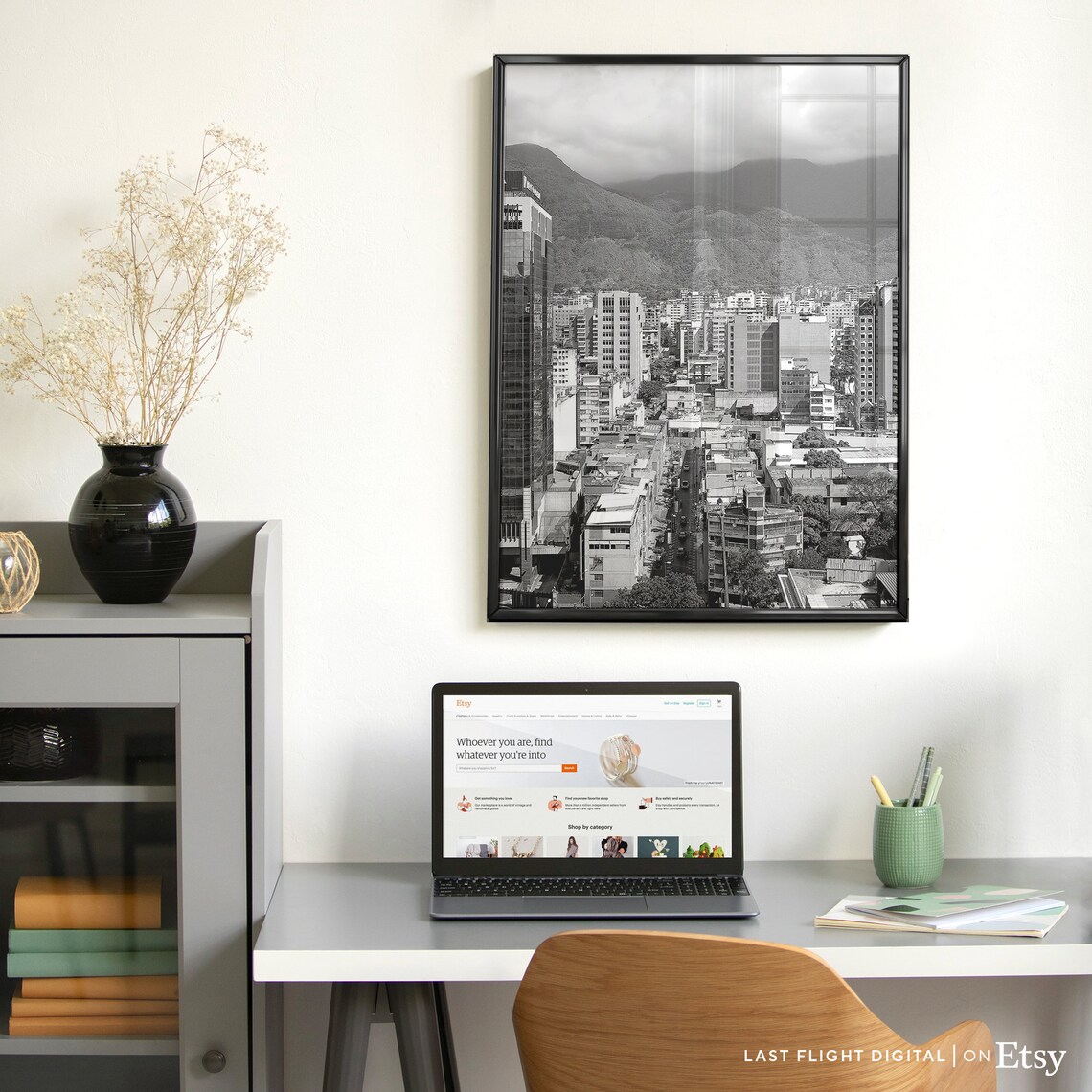 Caracas Black White Cityscape Travel Poster - Image 5