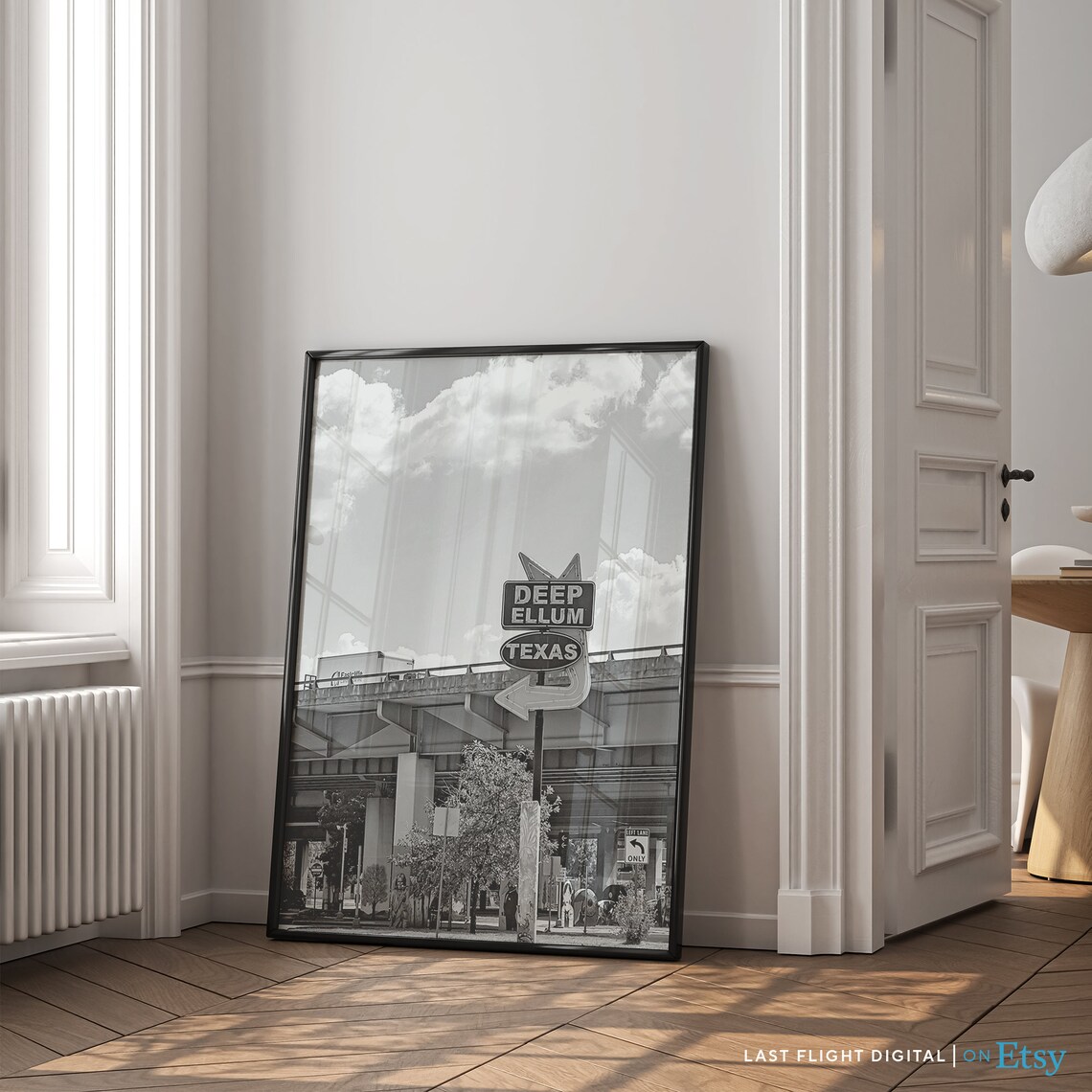 Texas Dallas Deep Ellum Sign Street Corner Black And White Poster - Image 3