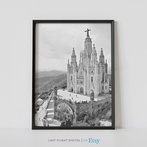 Barcelona Cathedral Travel Poster, Spain Cityscape