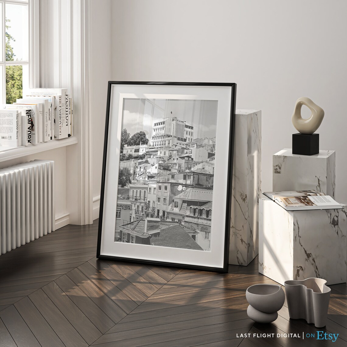 Portugal Lisbon Historic Hillside Houses Rooftops Town View Poster - Image 3