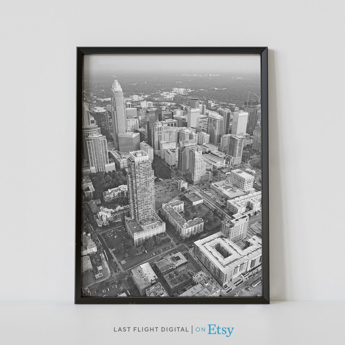 Charlotte, North Carolina Downtown Skyline Travel Poster