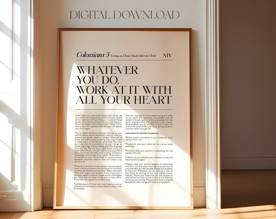 Colossians 3 Whatever You Do Bible Verse Art Print