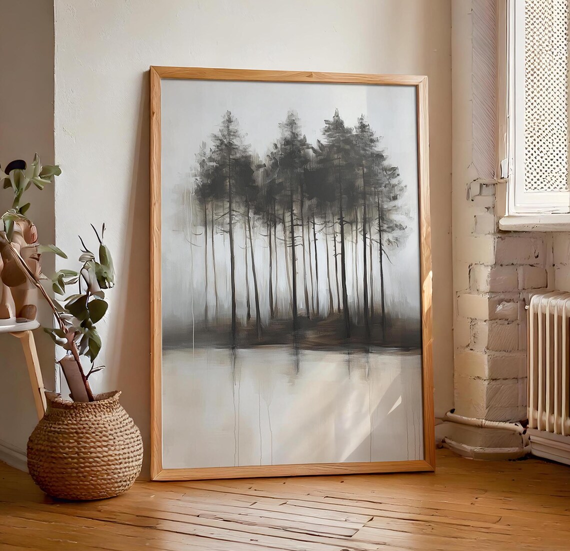 Moody Pine Tree Wall Art Dark Academia Vintage Forest Painting Rustic Masculine Wall Hanging Art - Image 7