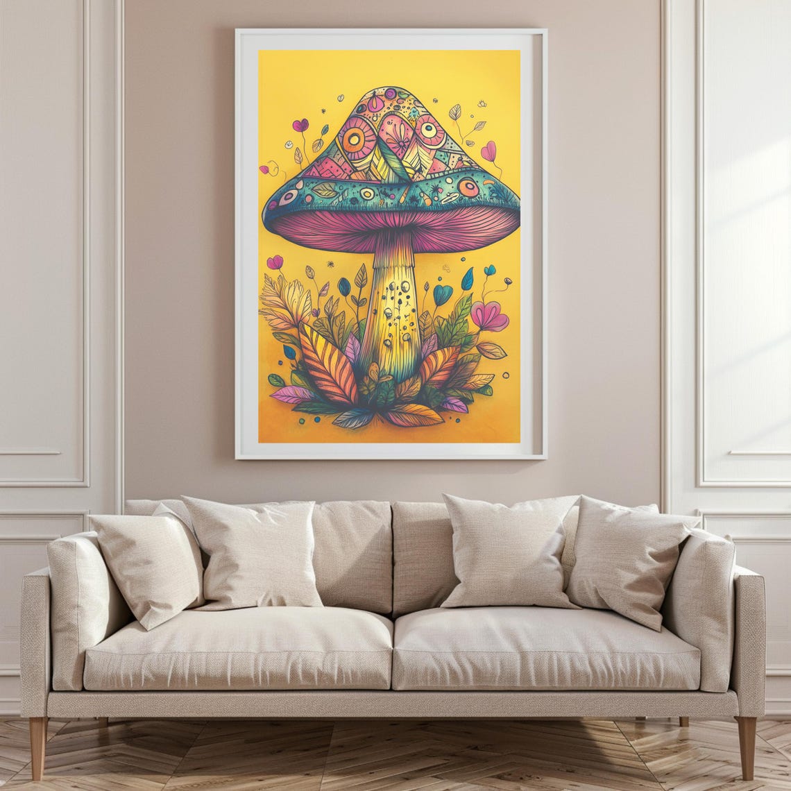 All Seeing Eyes Mushroom With Patterned Cap Yellow Art Poster - Image 6