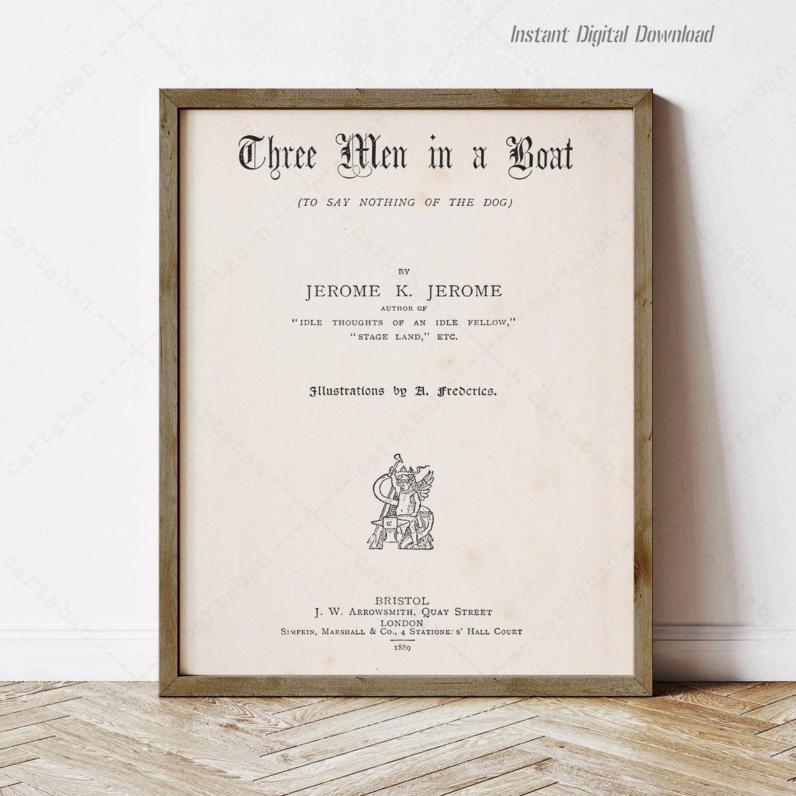 Jerome K Jerome Three Men In A Boat 1889 Title Page Print Poster