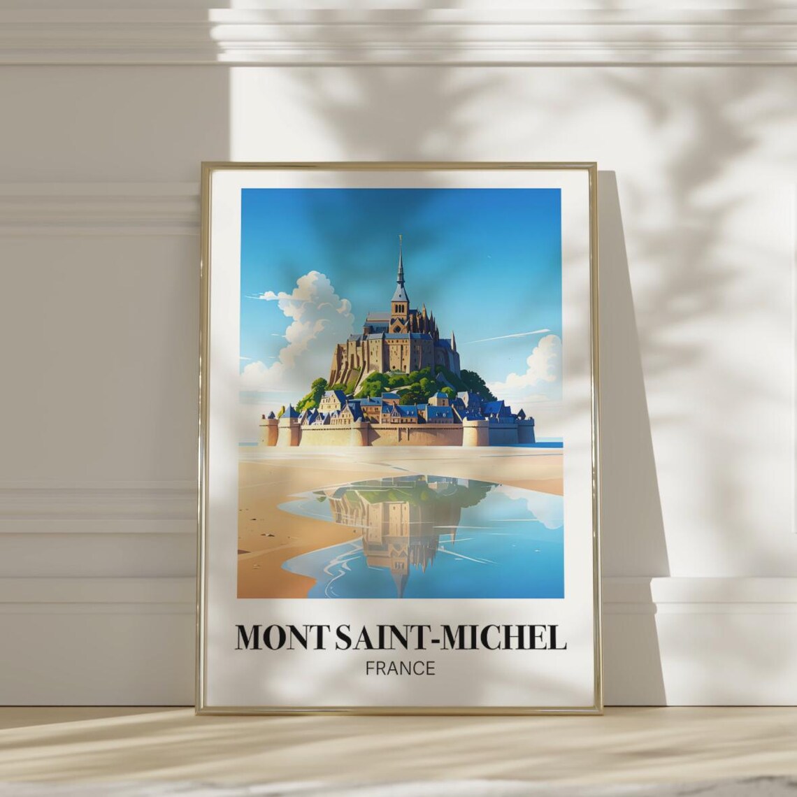 Mont Saint-Michel France Island Abbey Reflection Travel Poster