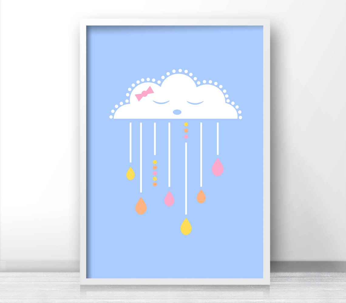 Girl Nursery Art Print Cloud Nursery Wall Art Baby Girl Nursery Cloud Art Nursery Little Girls Room Wall Print Baby Girl Art - Image 3