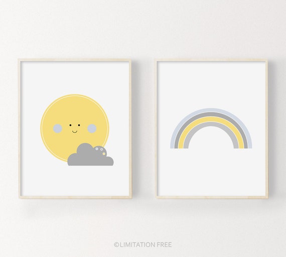 Nursery Wall Art Sunshine Rainbow Nursery Art Nursery Prints Instant Baby Wall Art Rainbow Print Baby Boy Nursery