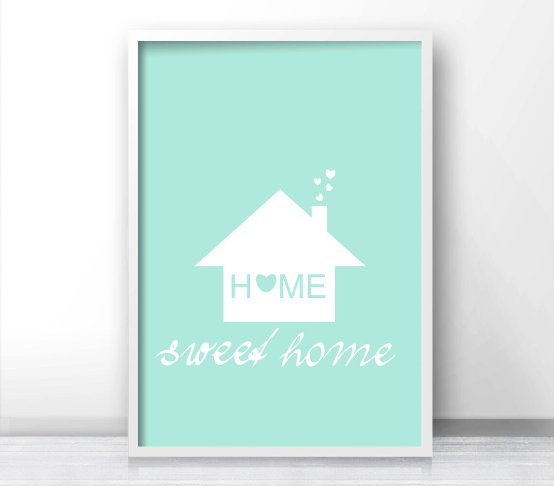 Home Sweet Home Quote Art Print, Mint Home Decor - Image 4