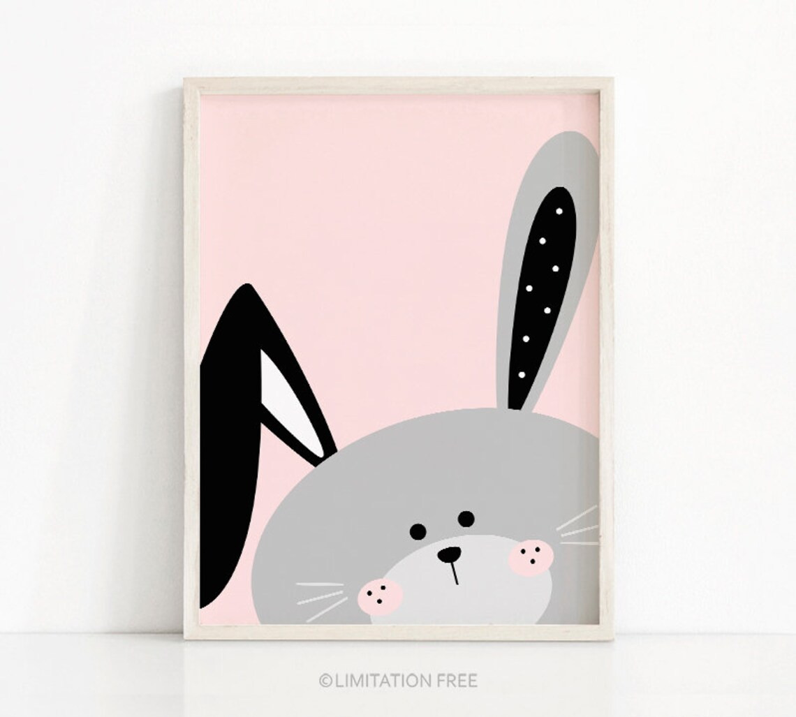 Bunny Print Nursery Wall Art Print for Girls Room