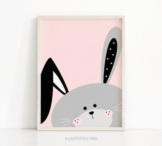 Bunny Print Nursery Wall Art Print for Girls Room