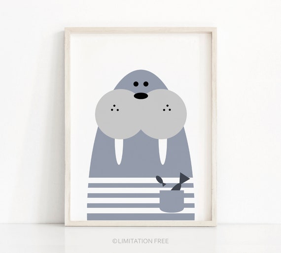 Walrus Nursery Wall Art Print, Kids Room Decor